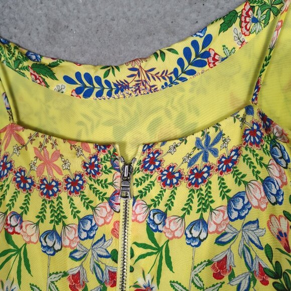 Alice + Olivia Maxi Dress Women 10 Yellow Multi Floral Side Slit Spaghetti Strap - Picture 3 of 14